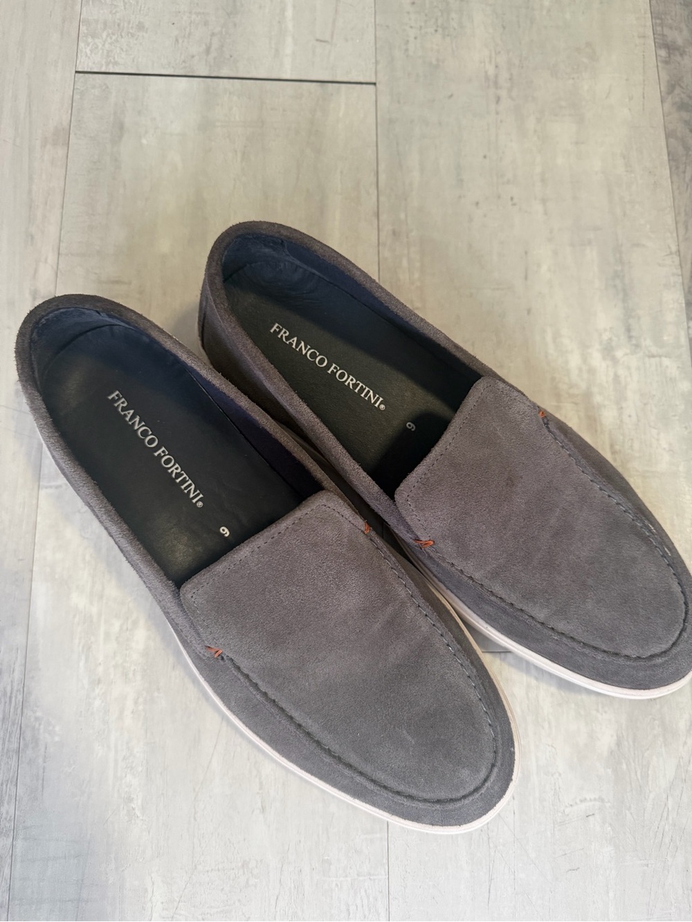 Franco Fortini Dark Gray Suede Slip-On Loafers